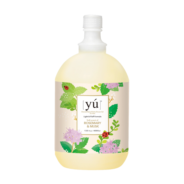 YU Light & Fluff Formula Oriental Natural Herbs Shower Gel for Cats & Dogs Rosemary & White Musk 4000ml