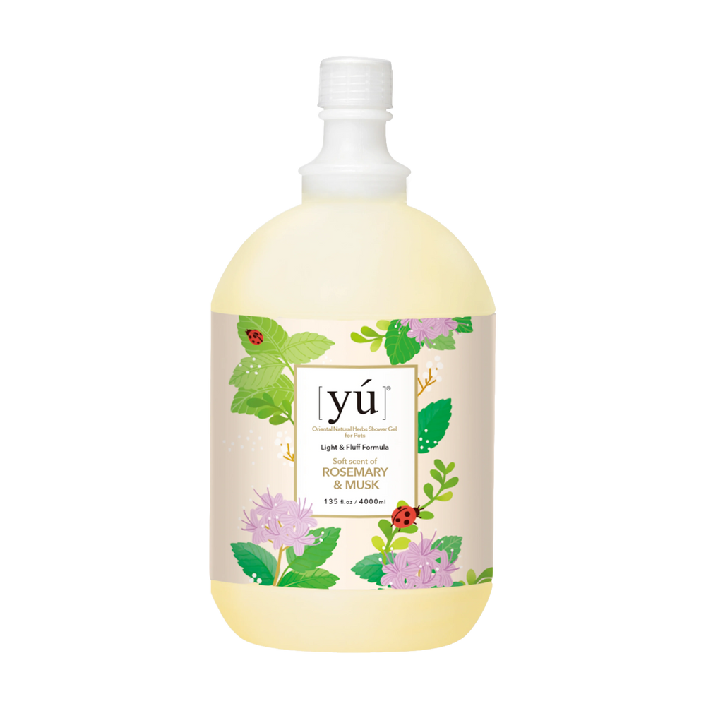 YU Light & Fluff Formula Oriental Natural Herbs Shower Gel for Cats & Dogs Rosemary & White Musk 4000ml