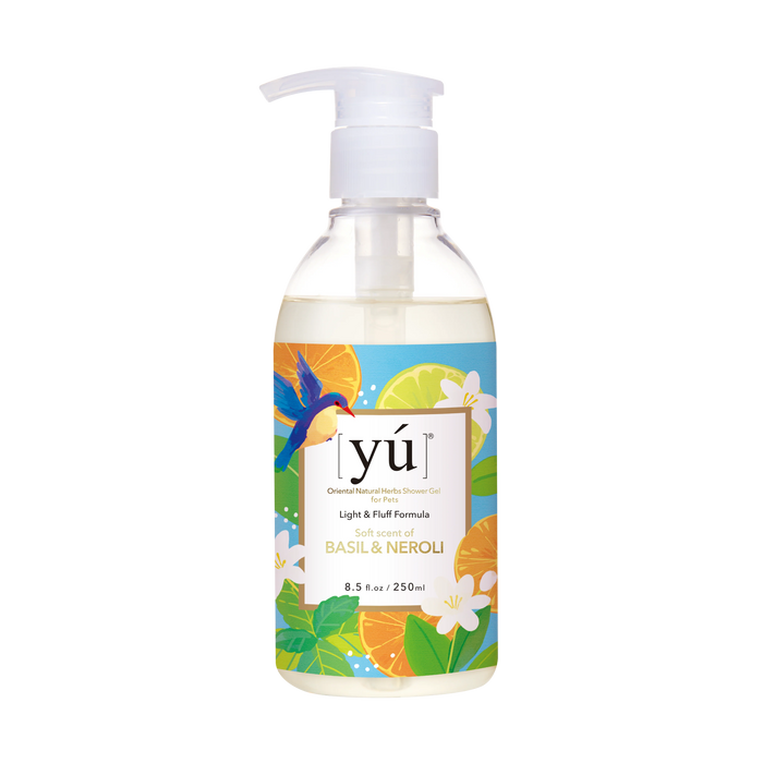 YU Light & Fluff Formula Oriental Natural Herbs Shower Gel for Cats & Dogs Basil & Neroli 250ml