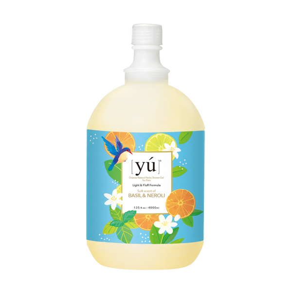 YU Light & Fluff Formula Oriental Natural Herbs Shower Gel for Cats & Dogs Basil & Neroli 4000ml