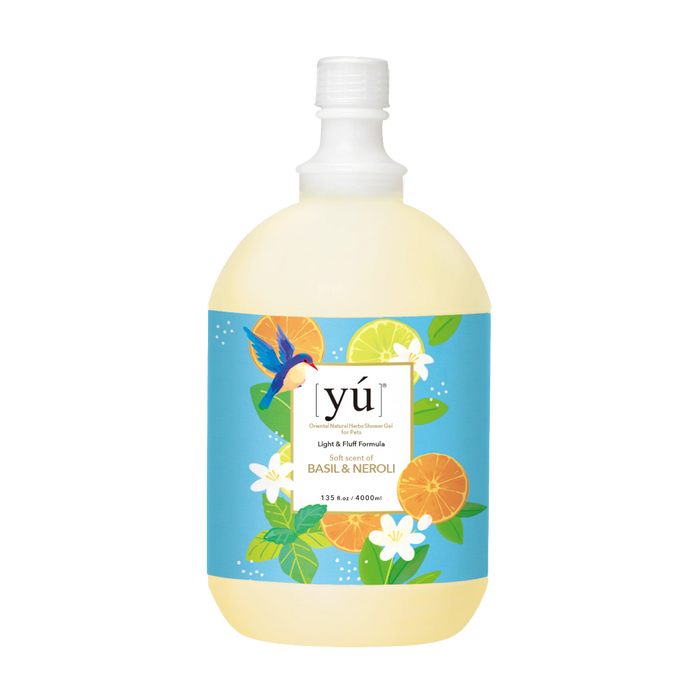 YU Light & Fluff Formula Oriental Natural Herbs Shower Gel for Cats & Dogs Basil & Neroli 4000ml