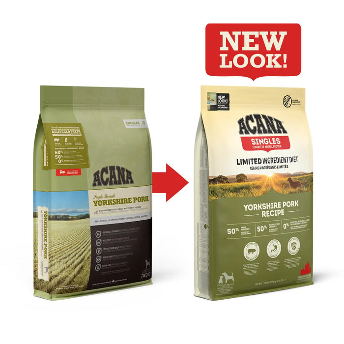 ACANA Singles Yorkshire Pork Dry Dog Food | Pork Recipe Dog Kibble Adult Dogs Grain Free Sensitive Skin & Stomach