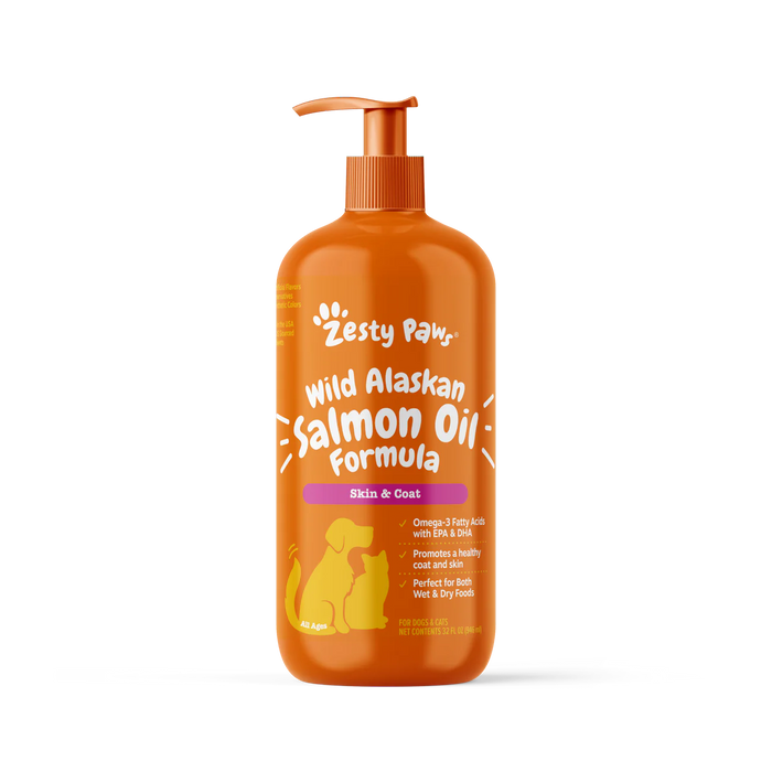 Zesty Paws Wild Alaskan Salmon Oil Formula for Dogs & Cats (8oz,16oz & 32oz)
