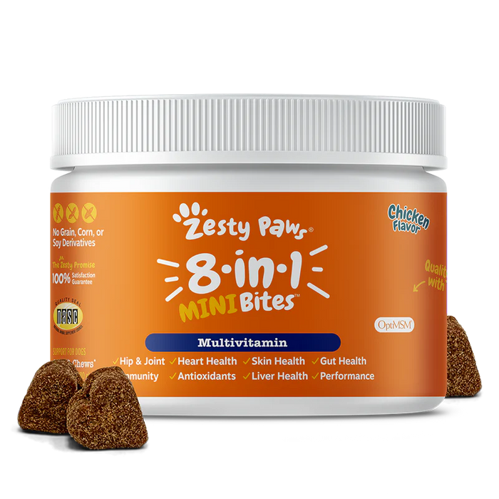 Zesty Paws 8-in-1 Multifunctional Mini Bites Chicken Dog Supplements 90ct
