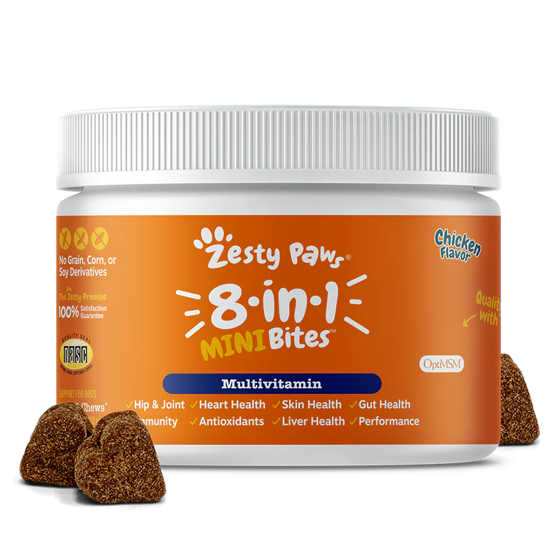 Zesty Paws 8-in-1 Multifunctional Mini Bites Chicken Dog Supplements 90ct
