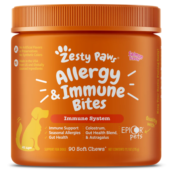 Zesty Paws Allergy & Immune Bites Immune System Salmon Dog Supplements 90ct