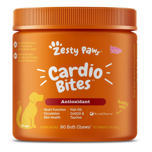 Zesty Paws Cardio Bites Salmon Dog Supplements 90ct