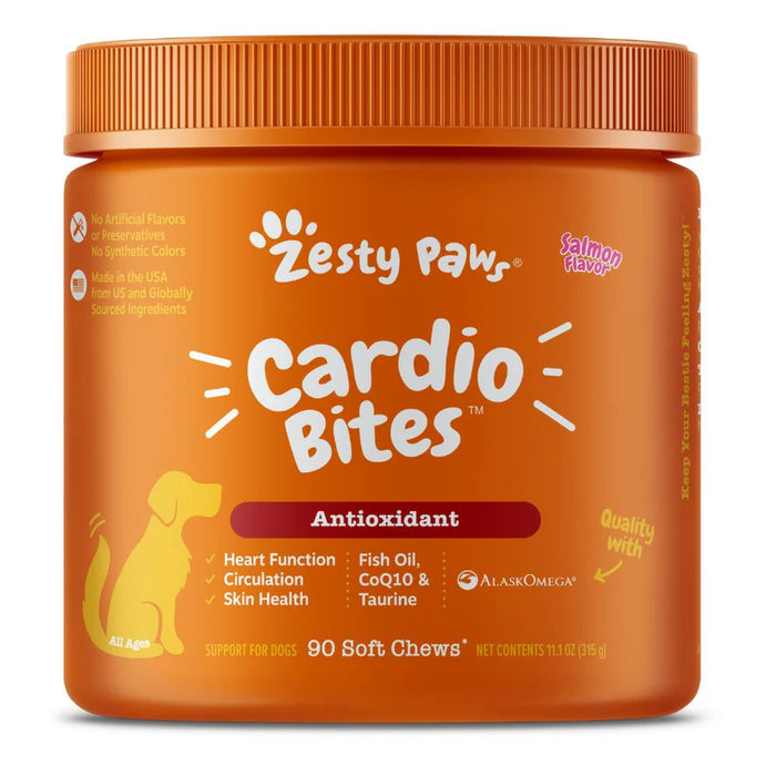 Zesty Paws Cardio Bites Salmon Dog Supplements 90ct