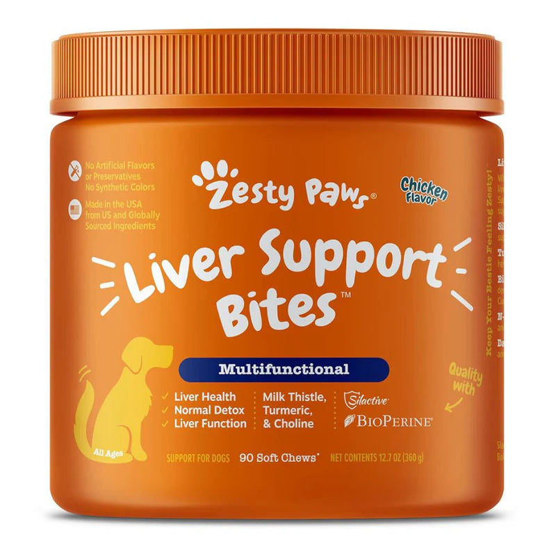 Zesty Paws Liver Support Bites Chicken Dog Supplements 90ct