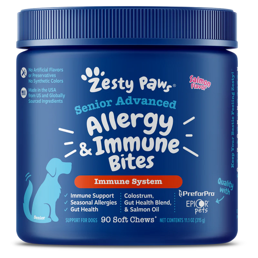 Zesty Paws Senior Advanced Allergy & Immune Bites Immune System Salmon Dog Supplements 90ct