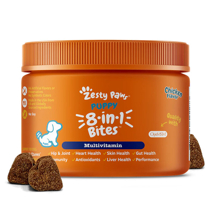 Zesty Paws PUPPY 8-in-1 Multivitamin Bites Chicken Dog Supplements 90ct