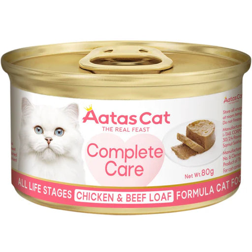 Aatas Cat Complete Care Chicken & Beef Loaf Canned Cat Food 80g X24