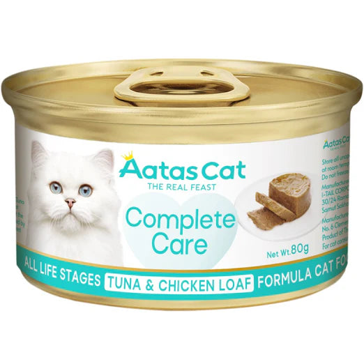 Aatas Cat Complete Care Tuna & Chicken Loaf Canned Cat Food 80g X24