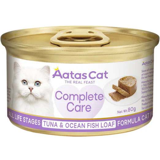 Aatas Cat Complete Care Tuna & Ocean Fish Loaf Canned Cat Food 80g X24