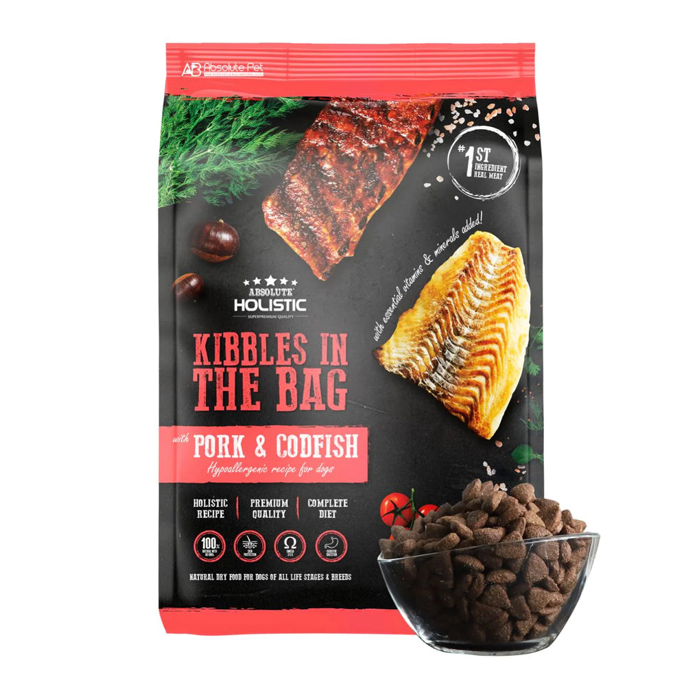 Absolute Holistic Kibbles In The Bag Pork & Codfish Dry Dog Food (2 Sizes)