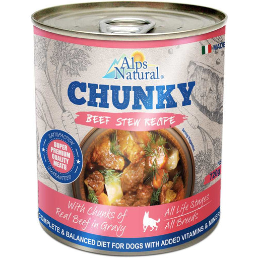 Alps Natural Chunky Beef Stew Recipe Canned Dog Food X12