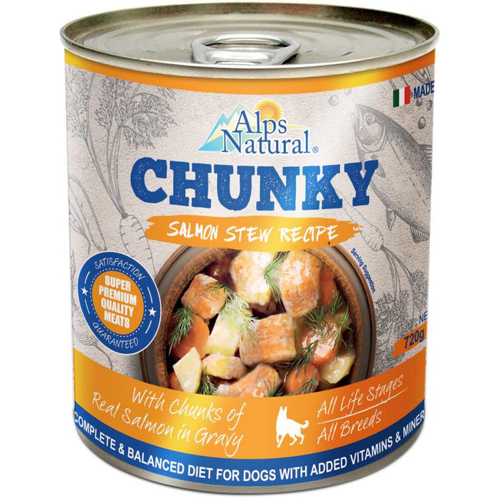 Alps Natural Chunky Salmon Stew Recipe Canned Dog Food 720g X12