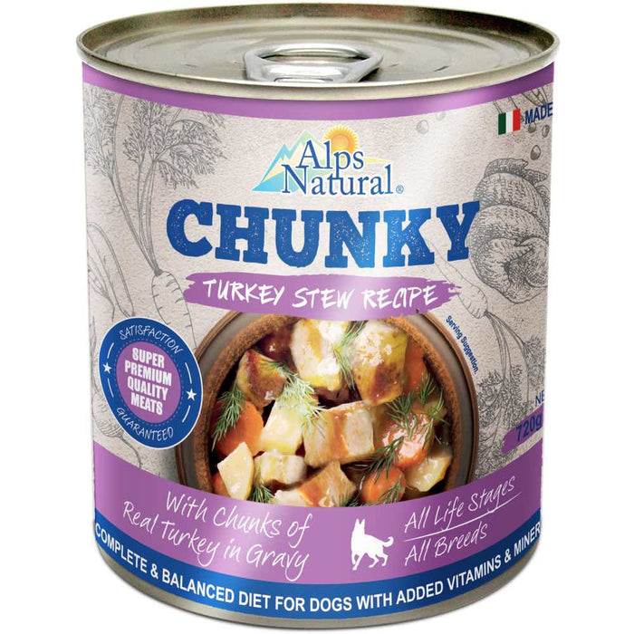 Alps Natural Chunky Turkey Stew Recipe Canned Dog Food 720g X12