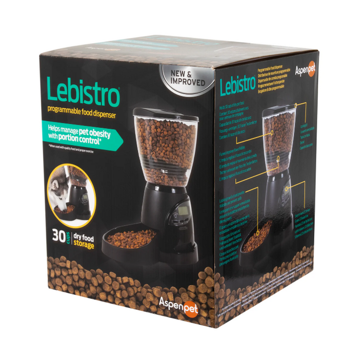 Petmate Aspen Pet Lebistro ® Programmable Food Dispenser Black (2 Sizes)