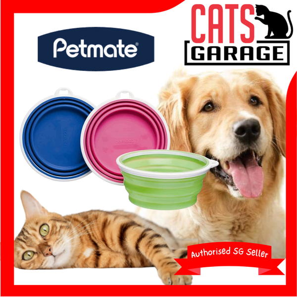 Petmate Bamboo Silicone Pop-Up Travel Bowl for Cat and Dog