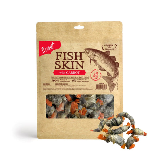 Absolute Bites Fish Skin with Carrot Air Dried Treat for Dogs (2 Option)