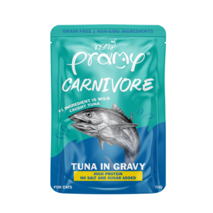 PRAMY Carnivore Tuna in Jelly and Gravy – Premium Wet Cat Food 70g X 12 packs