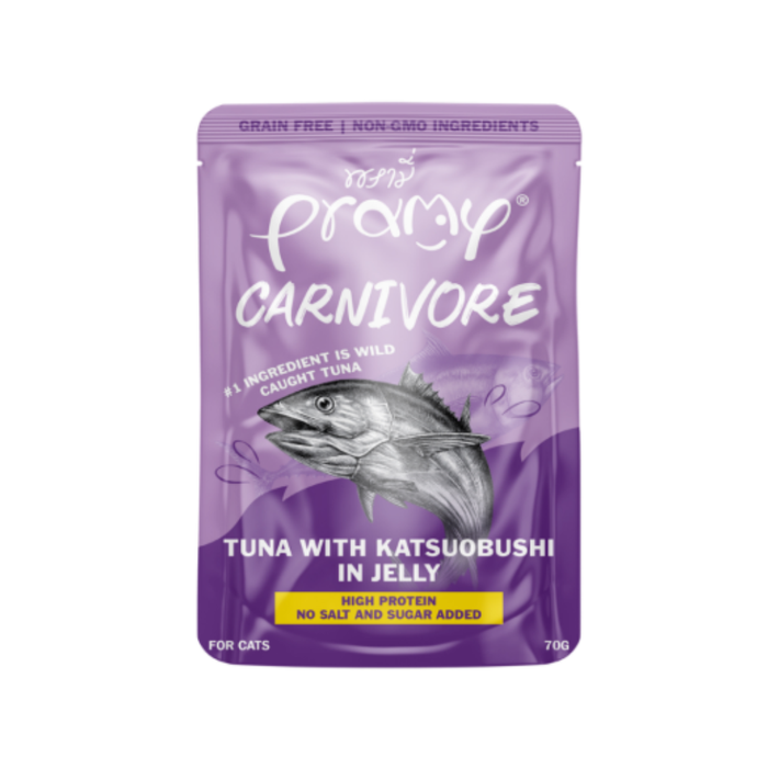 PRAMY Carnivore Tuna in Jelly and Gravy – Premium Wet Cat Food 70g X 12 packs