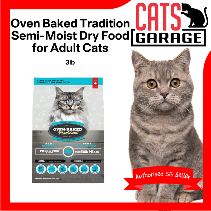 Oven-Baked Tradition Semi-Moist Dry Food for Adult Cats 3lb