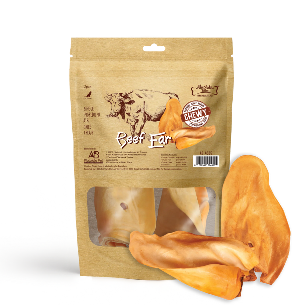 Absolute Bites Beef Ears Air Dried Treats for Dogs (2 Option)