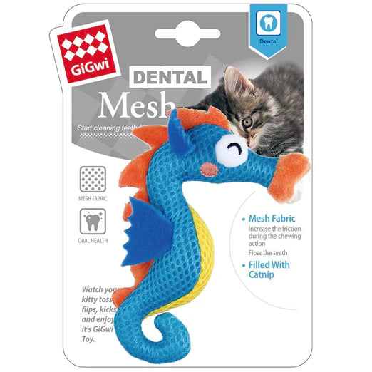 GiGwi Dental Mesh Catnip Cat Toy Seahorse
