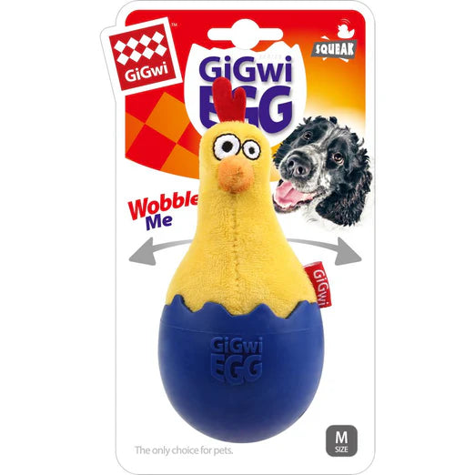 GiGwi Egg Wobble TPR & Plush Dog Toy Chicken