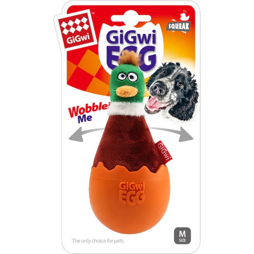 GiGwi Egg Wobble TPR & Plush Dog Toy Duck