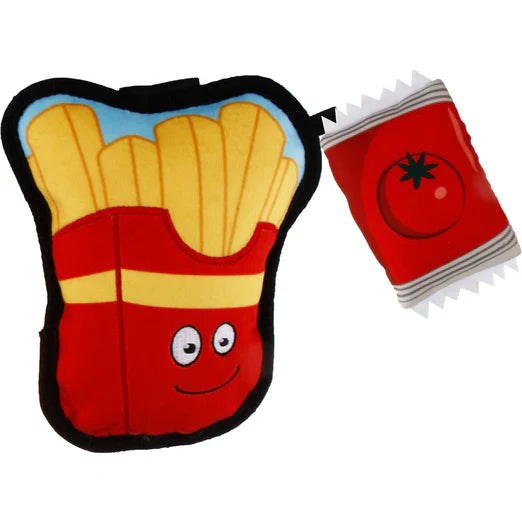 GiGwi Foody Friendz Tough Plush Dog Toy French Fries With Ketchup
