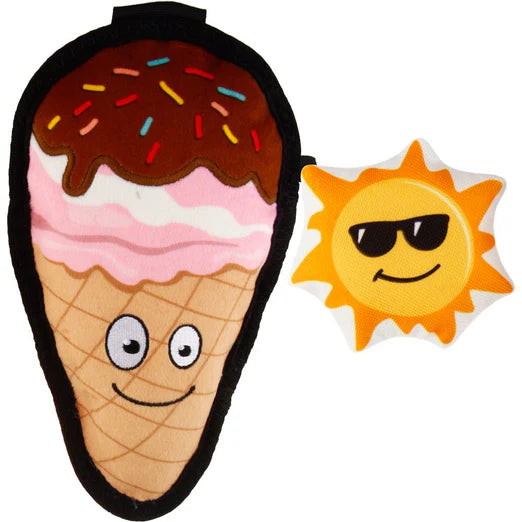 GiGwi Foody Friendz Tough Plush Dog Toy Ice Cream With Sun