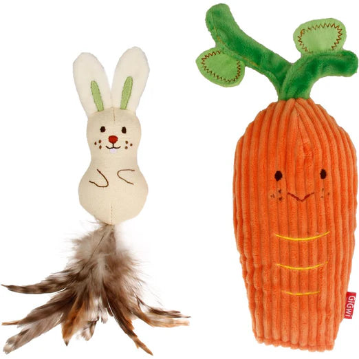 GiGwi Meow Than 1 Catnip Plush Cat Toy Carrot With Rabbit