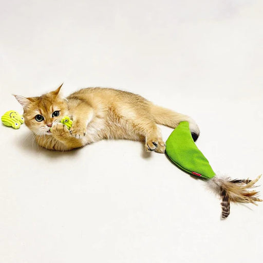 GiGwi Meow Than 1 Catnip Plush Cat Toy Legume With Frogs