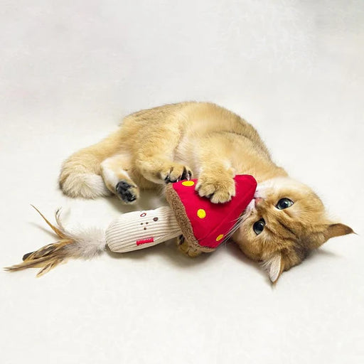 GiGwi Meow Than 1 Catnip Plush Cat Toy Mushroom Cap With Stem