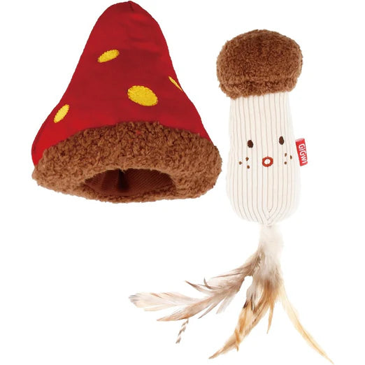 GiGwi Meow Than 1 Catnip Plush Cat Toy Mushroom Cap With Stem