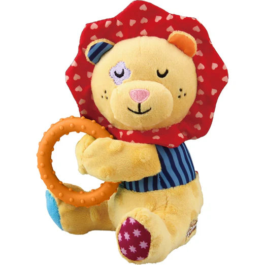 GiGwi Plush Friendz Crinkly TPR Ring Dog Toy Lion