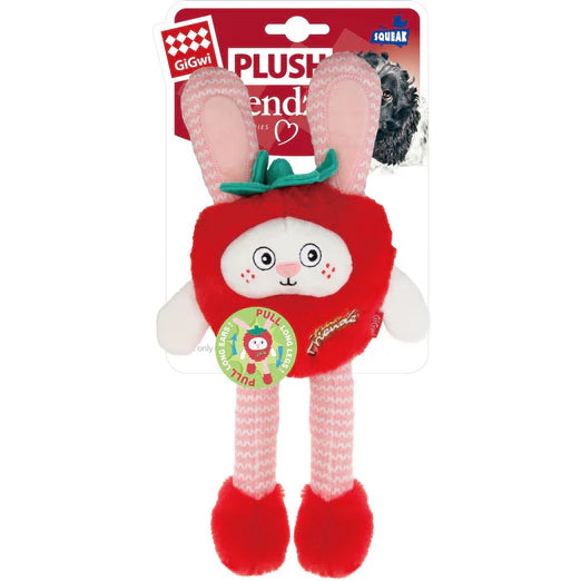 GiGwi Plush Friendz Long Dog Toy Strawberry Rabbit