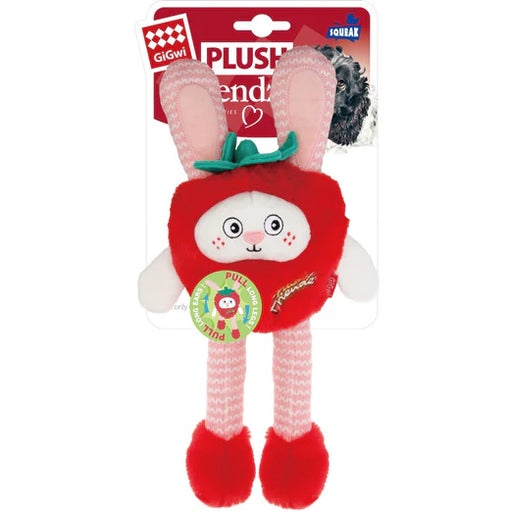 GiGwi Plush Friendz Long Dog Toy Strawberry Rabbit
