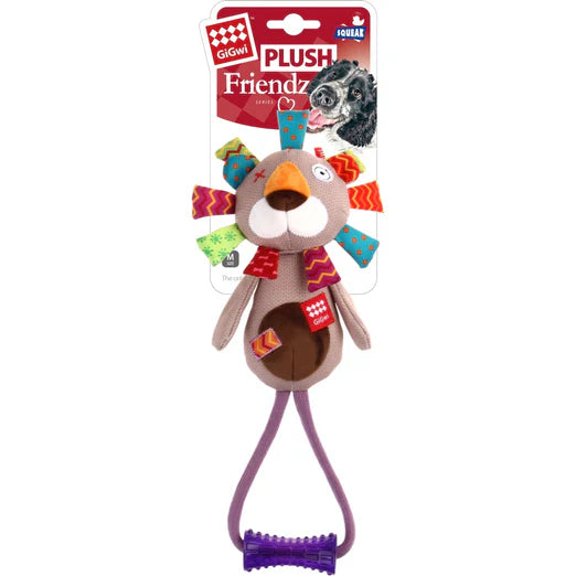GiGwi Plush Friendz TPR Johnny Stick Dog Toy Lion