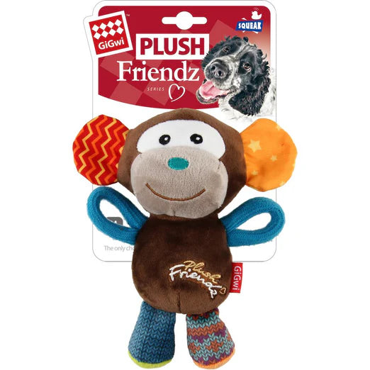 GiGwi Plush Friendz Tug Dog Toy Monkey