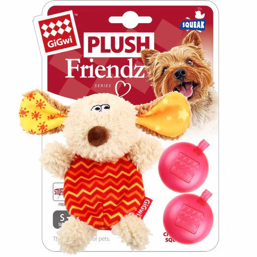 GiGwi Plush Friendz With Refillable Squeaker Dog Toy - Dog