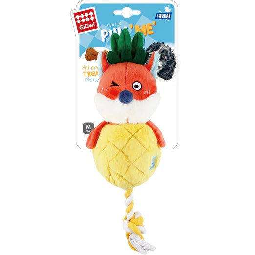 GiGwi Pull Me Out Interactive Plush Dog Toy Fox