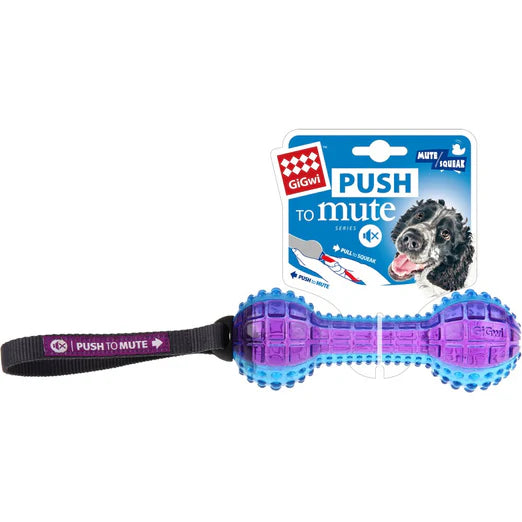 GiGwi Push To Mute Dumbbell Dog Toy Purple Blue