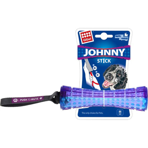 GiGwi Push To Mute Johnny Stick Dog Toy Purple Blue
