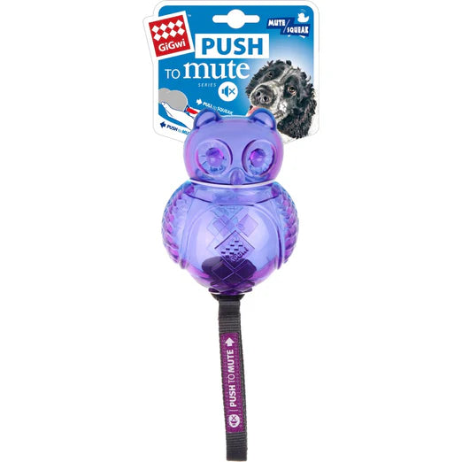 GiGwi Push To Mute Owl Dog Toy Purple Blue