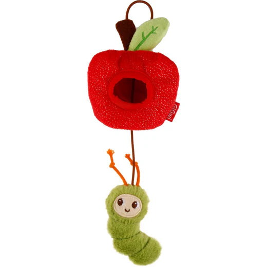 GiGwi Rookie Hunter Treat Dispensing Plush Cat Toy Caterpillar With Apple