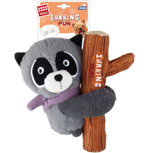 GiGwi Shaking Fun 2-In-1 Plush Dog Toy Raccoon
